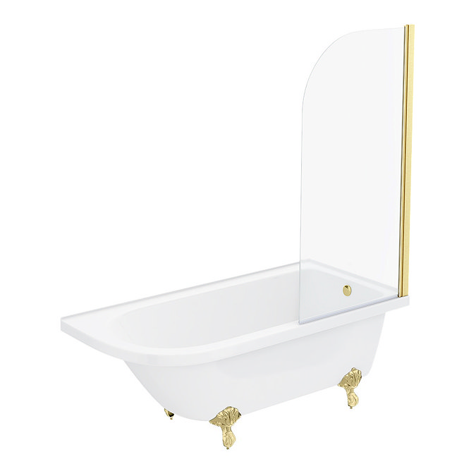 Appleby 1700 Roll Top Shower Bath with Brushed Brass Screen + Leg Set