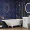 Appleby 1700 Roll Top Shower Bath with Brushed Brass Screen + White Leg Set Large Image
