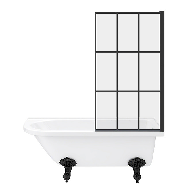 Appleby 1700 Roll Top Shower Bath with Matt Black Grid Screen + Leg Set  additional Large Image