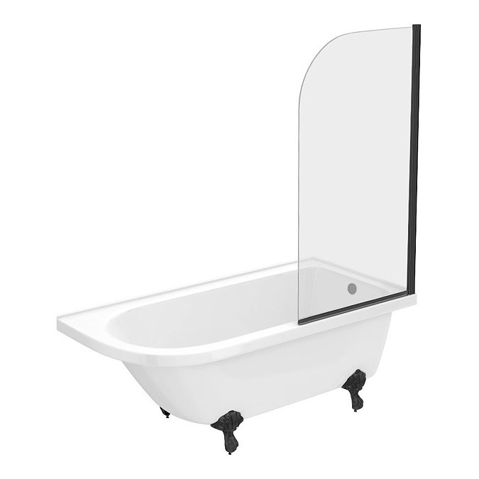Appleby 1700 Roll Top Shower Bath with Matt Black Screen + Leg Set  In Bathroom Large Image