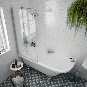 Appleby 1700 Roll Top Shower Bath with Screen + Chrome Leg Set