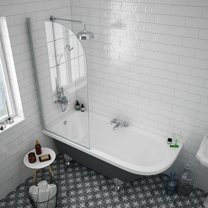Appleby Grey 1700 Roll Top Shower Bath + Chrome Leg Set  Standard Large Image
