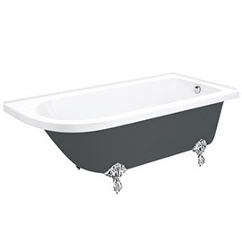 Appleby Grey 1700 Roll Top Shower Bath + Chrome Leg Set Medium Image