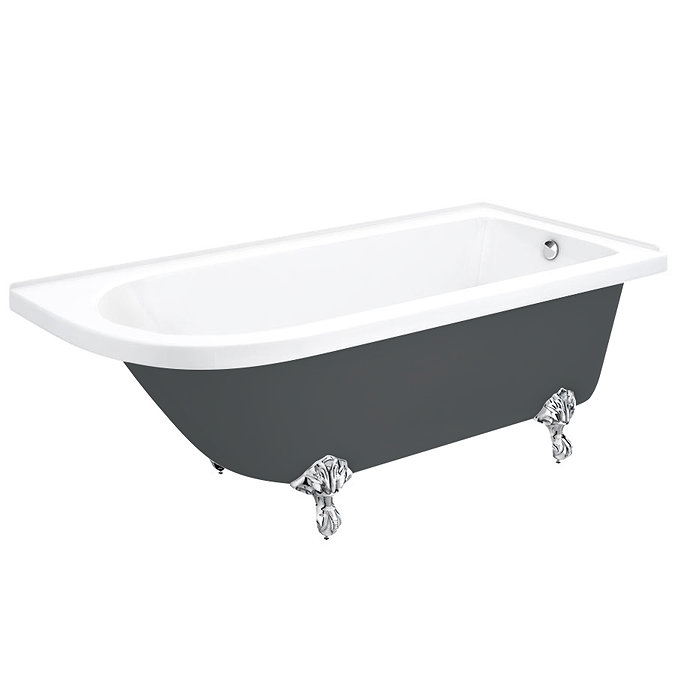 Appleby Grey 1700 Roll Top Shower Bath + Chrome Leg Set Large Image