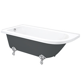 Appleby Grey 1700 LH Roll Top Shower Bath + Chrome Leg Set Large Image