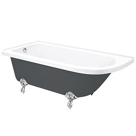 Appleby Grey 1700 LH Roll Top Shower Bath + Chrome Leg Set Large Image