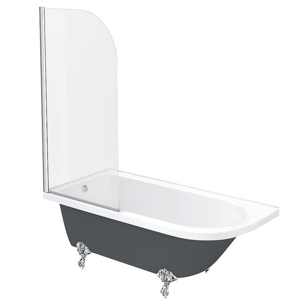 Appleby Grey 1700 Roll Top Shower Bath with Screen + Chrome Leg Set
