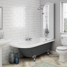 Appleby Grey 1700 RH Roll Top Shower Bath with Screen + Chrome Leg Set Large Image