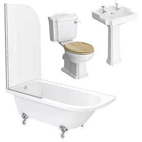 Appleby LH Traditional Bathroom Suite + Walnut Seat Large Image