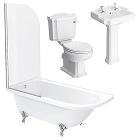 Appleby LH Traditional Bathroom Suite + White Seat Large Image