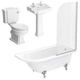 Appleby RH Traditional Bathroom Suite + White Seat Large Image