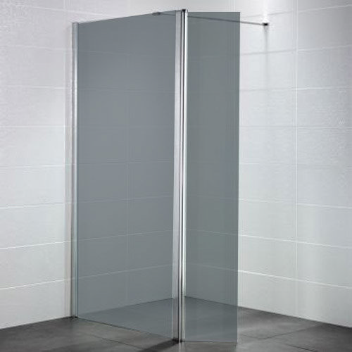 April - Identiti² Wetroom Screen with Return Panel - Smoked - 4 Size Options Large Image