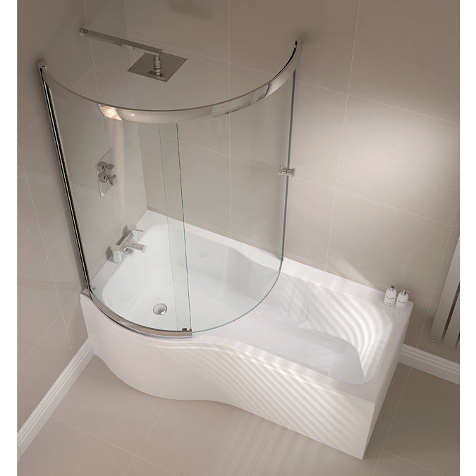 April P Shape Sliding Bath Screen - Left or Right Hand Option Profile Large Image