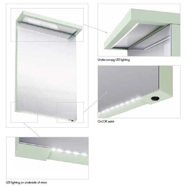 Aqua Cabinets - 1200mm Wide Illuminated LED Mirror - Reef - M40R Profile Large Image