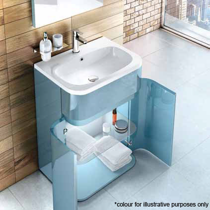 Aqua Cabinets - W600 x D450mm Gullwing Cabinet with Quattrocast Basin - Reef In Bathroom Large Image