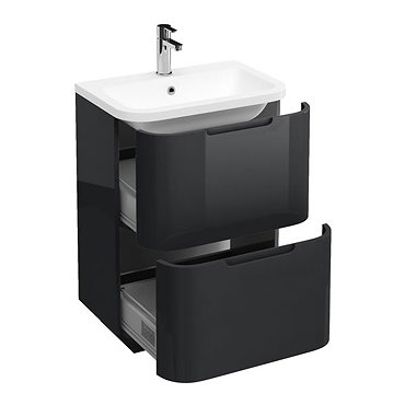 Aqua Cabinets Compact 600mm Two Drawer Vanity Unit with Quattrocast Basin - Anthracite Grey Profile 