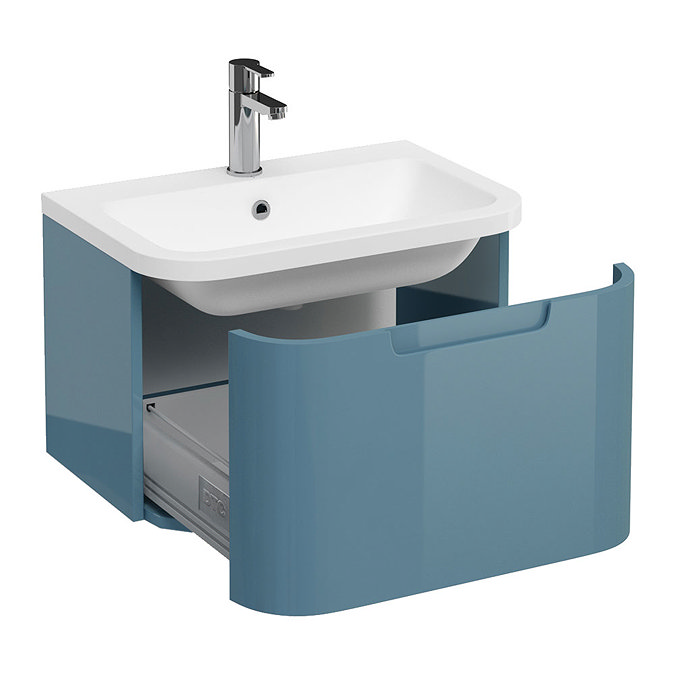 Aqua Cabinets Compact 600mm Wall Hung Vanity Unit with Quattrocast Basin - Ocean Large Image
