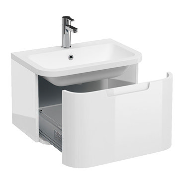 Aqua Cabinets Compact 600mm Wall Hung Vanity Unit with Quattrocast Basin - White Profile Large Image