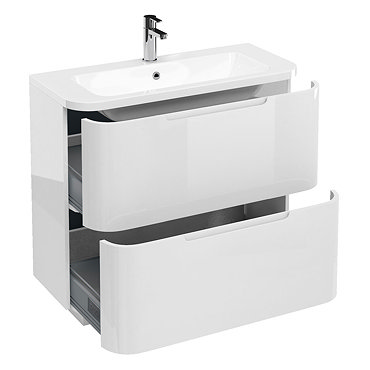 Aqua Cabinets Compact 900mm Two Drawer Vanity Unit with Quattrocast Basin - White Profile Large Imag