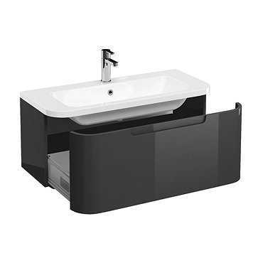 Aqua Cabinets Compact 900mm Wall Hung Vanity Unit with Quattrocast Basin - Anthracite Grey Profile L