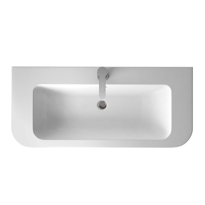 Aqua Cabinets Compact 900mm Wall Hung Vanity Unit with Quattrocast Basin - Black Profile Large Image