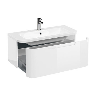 Aqua Cabinets Compact 900mm Wall Hung Vanity Unit with Quattrocast Basin - White Profile Large Image