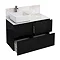 Aqua Cabinets - D1000 Floor Standing Double Drawer Unit with Ceramic Square Basin - Black Large Imag