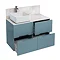 Aqua Cabinets - D1000 Floor Standing Double Drawer Unit with Ceramic Square Basin - Ocean Large Imag