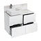 Aqua Cabinets - D1000 Floor Standing Double Drawer Unit with Ceramic Square Basin - White Large Image
