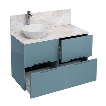 Aqua Cabinets - D1000 Floor Standing Double Drawer Unit with Marble Cone Basin - Ocean Profile Large