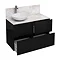 Aqua Cabinets - D1000 Floor Standing Double Drawer Unit with Marble Round Basin - Black Large Image