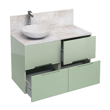 Aqua Cabinets - D1000 Floor Standing Double Drawer Unit with Marble Round Basin - Reef Profile Large Image