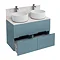 Aqua Cabinets - D1000 Floor Standing Double Drawer Unit with Two Ceramic Round Basins - Ocean Large