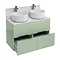 Aqua Cabinets - D1000 Floor Standing Double Drawer Unit with Two Ceramic Round Basins - Reef Large Image