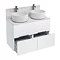 Aqua Cabinets - D1000 Floor Standing Double Drawer Unit with Two Ceramic Round Basins - White Large Image