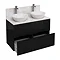 Aqua Cabinets - D1000 Floor Standing Double Drawer Unit with Two Marble Cone Basins - Black Large Im