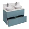 Aqua Cabinets - D1000 Floor Standing Double Drawer Unit with Two Marble Cone Basins - Ocean Large Im