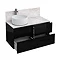 Aqua Cabinets - D1000 Wall Hung Double Drawer Unit with Ceramic Round Basin - Black Large Image