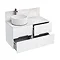 Aqua Cabinets - D1000 Wall Hung Double Drawer Unit with Ceramic Round Basin - White Large Image