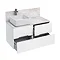 Aqua Cabinets - D1000 Wall Hung Double Drawer Unit with Ceramic Square Basin - White Large Image