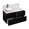 Aqua Cabinets - D1000 Wall Hung Double Drawer Unit with Marble Cone Basin - Black Large Image