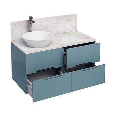 Aqua Cabinets - D1000 Wall Hung Double Drawer Unit with Marble Cone Basin - Ocean Profile Large Imag