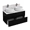 Aqua Cabinets - D1000 Wall Hung Double Drawer Unit with Two Ceramic Round Basins - Black Large Image