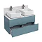 Aqua Cabinets - D1000 Wall Hung Double Drawer Unit with Two Ceramic Square Basins - Ocean Large Image