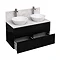 Aqua Cabinets - D1000 Wall Hung Double Drawer Unit with Two Marble Cone Basins - Black Large Image