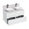 Aqua Cabinets - D1000 Wall Hung Double Drawer Unit with Two Marble Cone Basins - White Large Image