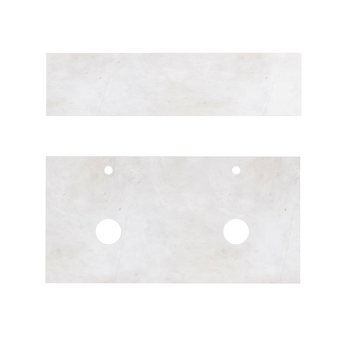 Aqua Cabinets - D1000 Wall Hung Double Drawer Unit with Two Marble Round Basins - Reef Feature Large Image