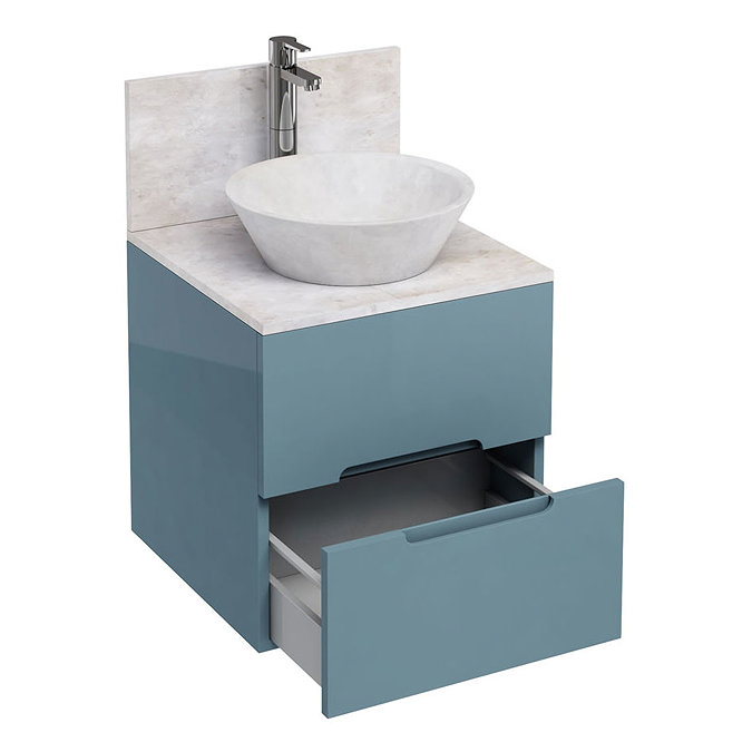 Aqua Cabinets - D500 Wall Hung Double Drawer Unit with Marble Cone Basin - Ocean Large Image