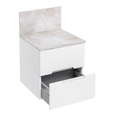 Aqua Cabinets - D500 Wall Hung Double Drawer Unit with Marble Cone Basin - White Feature Large Image