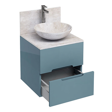 Aqua Cabinets - D500 Wall Hung Double Drawer Unit with Marble Round Basin - Ocean Profile Large Image